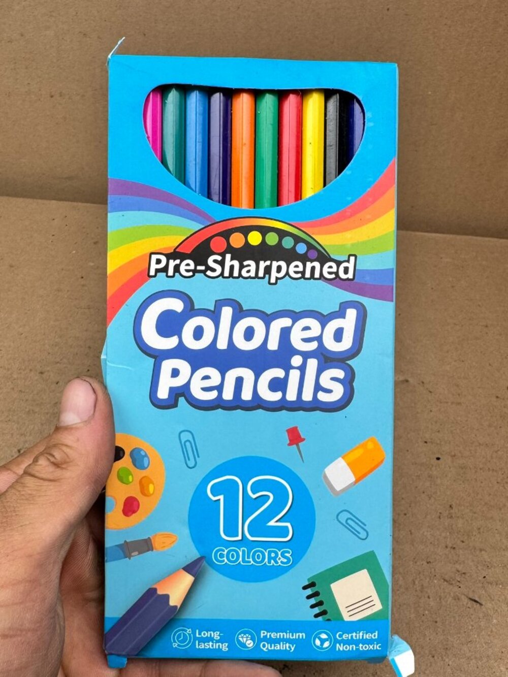 Pre-Sharpened Colored Pencils 12 Colors Box Art set Non-Toxic New with defect